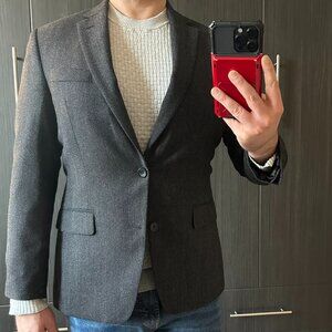 Kenneth Cole Awearness Charcoal Gray Wool Blend Slim Fit Sport Coat 40R